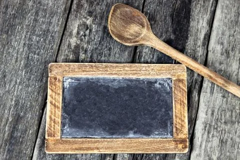 Cooking background with Blackboard Foto stock