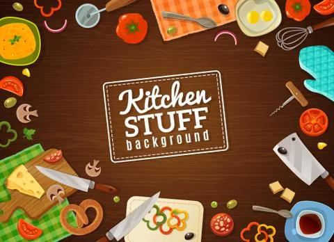 Cooking Background With Kitchen Stuff イラスト素材
