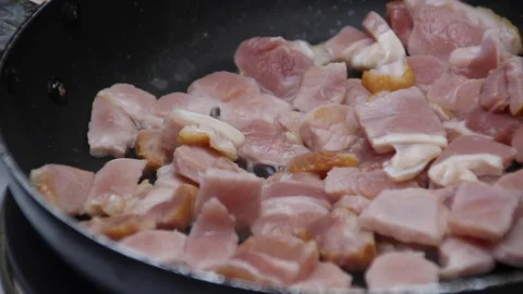Cooking Bacon in a Pan Stock Footage 122739473