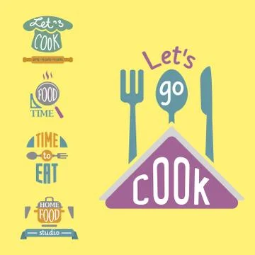 Cooking badge motivation text vector illustration bakery shop food typography Stock Illustration