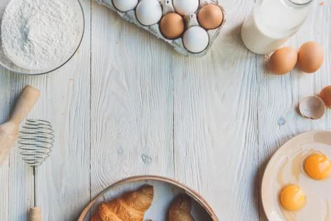 Cooking baking ingredients isolated on table Stock Photos
