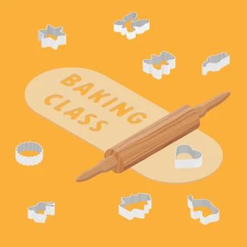 Cooking baking master class concept. Vector Stock Illustration