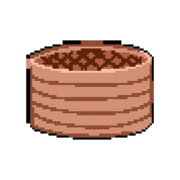 Cooking bamboo steamer basket pixel art vector illustration Stock Illustration