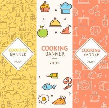 Cooking Banner Flyer Vertical Set. Vector Stock-Illustration