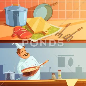 Cooking Banners Set Stock Illustration