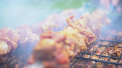 Cooking of barbecue. 4K Stock Footage 74106339
