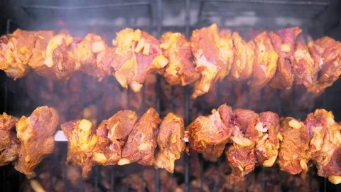 Cooking of barbecue. 4K Stock Footage 74740554