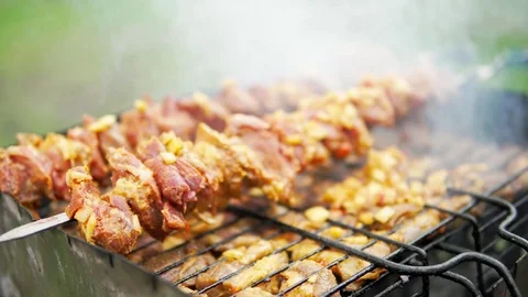 Cooking of barbecue. 4K Stock-Footage 74741005