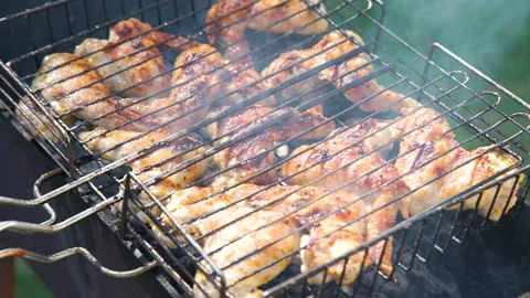 Cooking on the Barbeque Grill Stock Footage 108415065