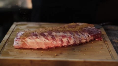 Cooking barbeque pork rib Video stock 147481068
