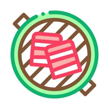 Cooking bbq bacon icon vector outline illustration Stock Illustration