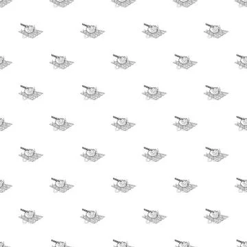 Cooking beef on barbecue pattern seamless Stock Illustration