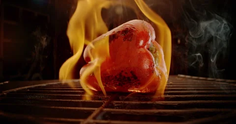 Cooking bell pepper on the grill Stock Footage 311832834