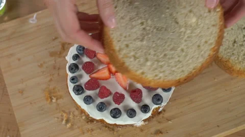 Cooking berry cake with biscuits Stock Footage 66988808