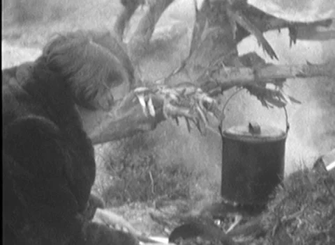 Cooking Billy Tea over Campfire, (1935) Stock Footage 155689714