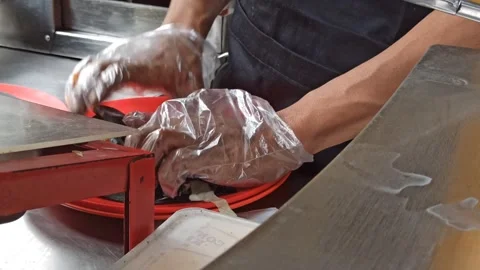 Cooking the blac kebab Stock-Footage 265039840