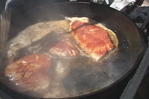 Cooking Blackened Redfish Stock Footage 722728
