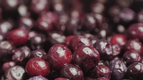 Cooking blueberry raspberry berrie jam with sugar, boiling marmalade, Jar of Stock Footage 296014229
