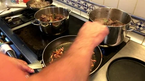 Cooking Boeuf Bourguignon Stock Footage