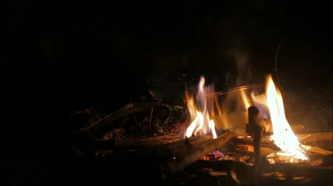 Cooking on the bonfire Stock Footage 49444267