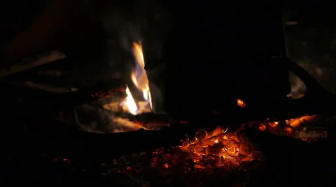 Cooking on the bonfire Stock Footage 49445033