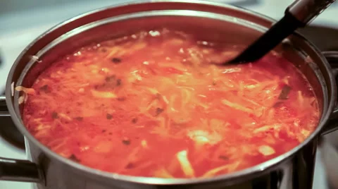 Cooking borscht Stock Footage