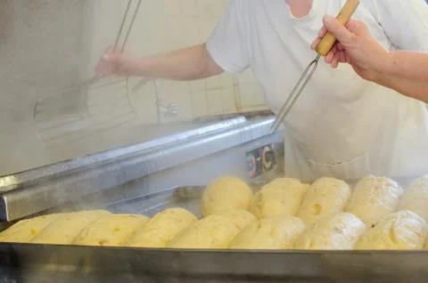 Cooking bread dumplings Stock Photos