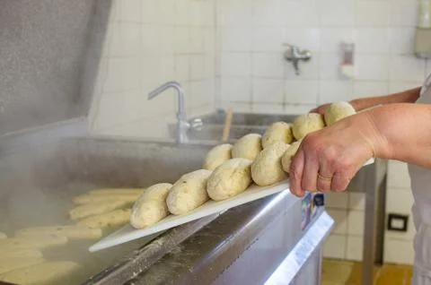 Cooking bread dumplings Stock Photos
