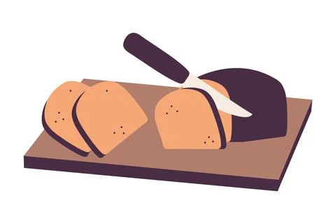 Cooking, bread with knife Illustrazione stock