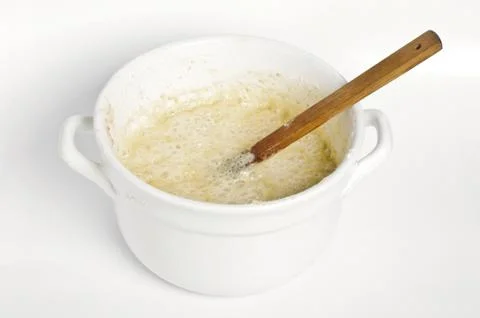 Cooking bread preparation in the pot Stock Photos