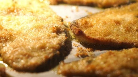 Cooking breaded swordfish on oven Stock Footage 127046777