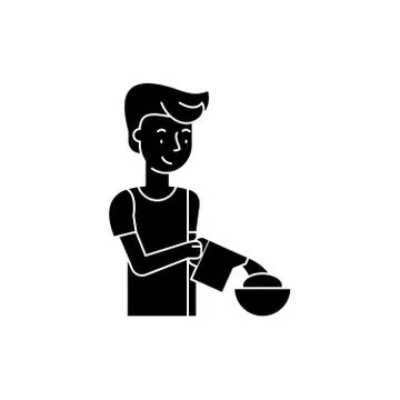Cooking breakfast black icon, vector sign on isolated background. Cooking Stock Illustration