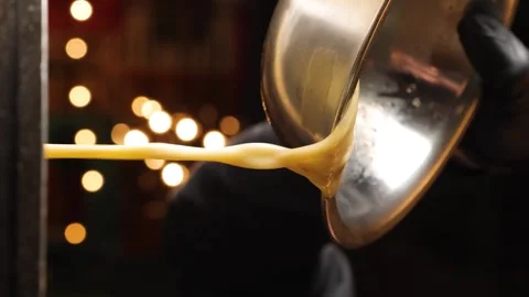 Cooking breakfast an omelet pours Stock Footage 263730118