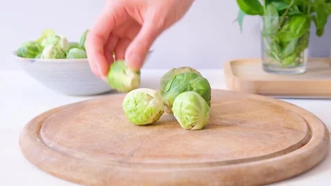 Cooking Brussels Sprouts Stock Footage 285419228