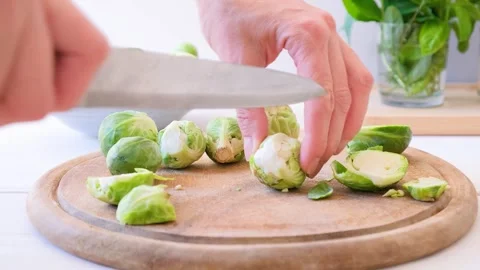 Cooking Brussels Sprouts Stock Footage 285419243