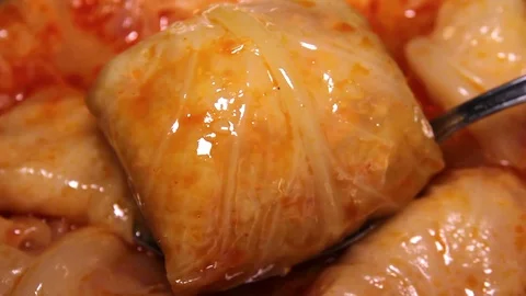 Cooking Cabbage Rolls, Close Up Stock Footage 86596936