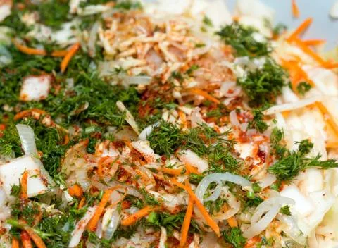 Cooking cabbage salad Stock Photos