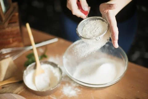 Cooking cake on the table and baking cake ingredients Stock Photos