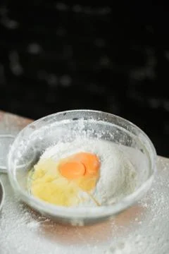 Cooking cake on the table and baking cake ingredients 写真素材