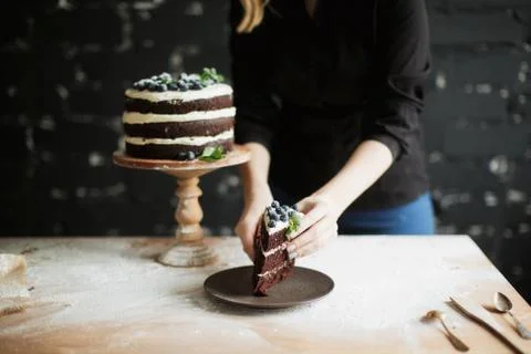 Cooking cake on the table and baking cake ingredients Stock Photos