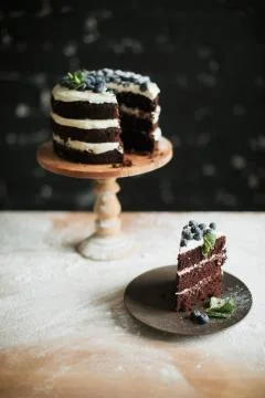 Cooking cake on the table and baking cake ingredients Stock Photos