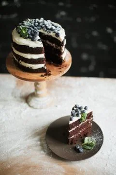 Cooking cake on the table and baking cake ingredients Stock Photos