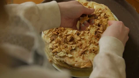 Cooking Cake Top View Stock Footage 129170978