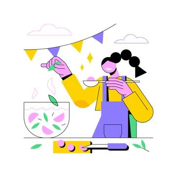 Cooking camp abstract concept vector illustration. Illustrazione stock