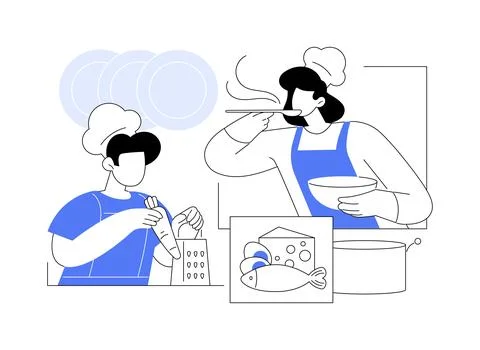 Cooking camp abstract concept vector illustration. Illustrazione stock