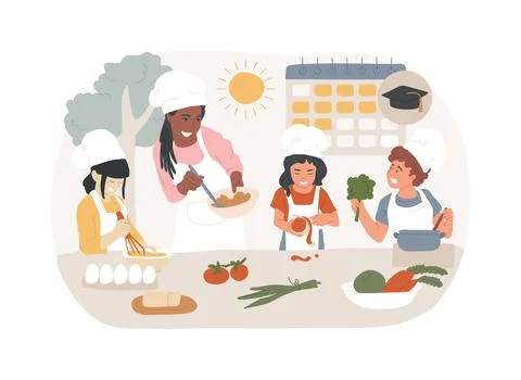 Cooking camp isolated concept vector illustration. Illustrazione stock