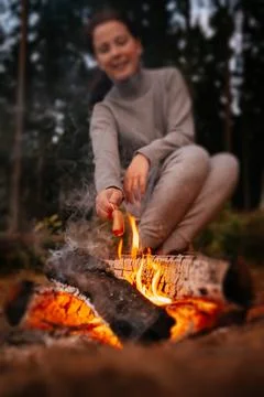 Cooking at the campfire Stock Photos