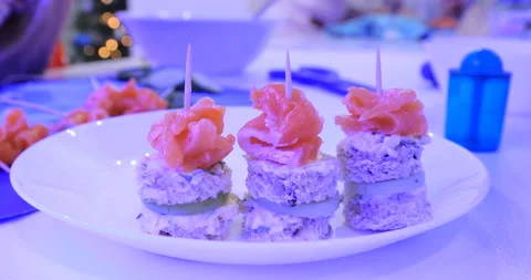 Cooking canapes in the kitchen at home Video stock 145932825