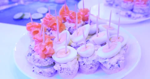 Cooking canapes in the kitchen at home Video stock 145932906