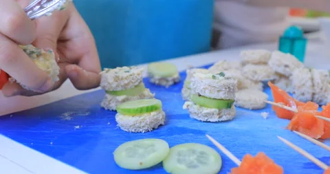 Cooking canapes in the kitchen at home Video stock 145933565